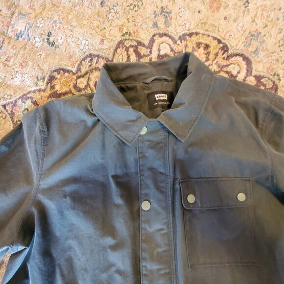 Levi’s X Halley Stevensons of Scotland: Tin Cloth Chore Coat in Evergreen - Picture 3 of 9